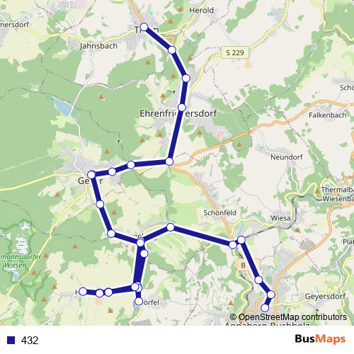 432 bus Line Map