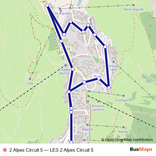 2 Alpes Circuit 5 bus Line Map