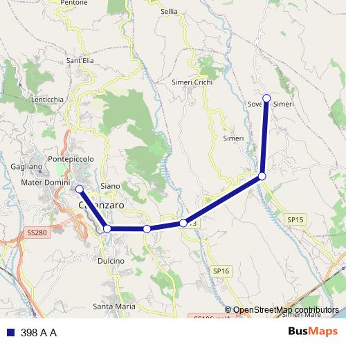 398 A A bus Line Map