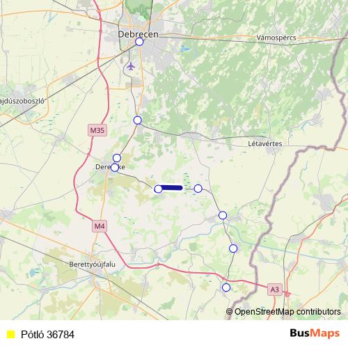 Pótló 36784 bus Line Map