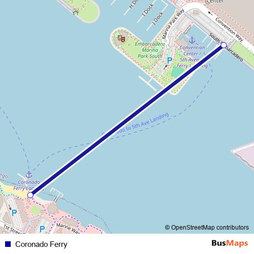 Coronado Ferry ferry Line Map