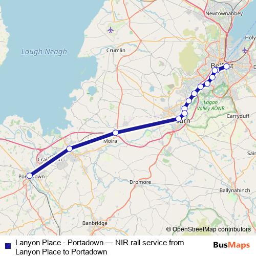Lanyon Place - Portadown rail Line Map