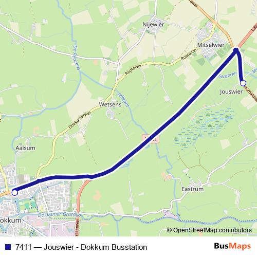 7411 bus Line Map