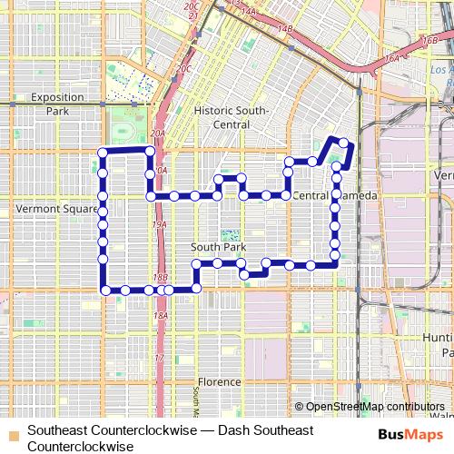 Southeast Counterclockwise bus Line Map