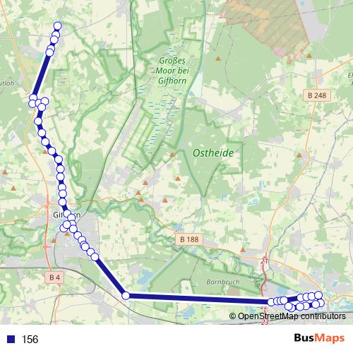 156 bus Line Map