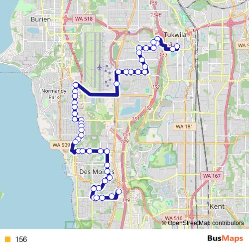 156 bus Line Map