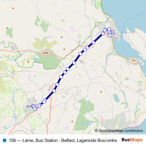 156 bus Line Map