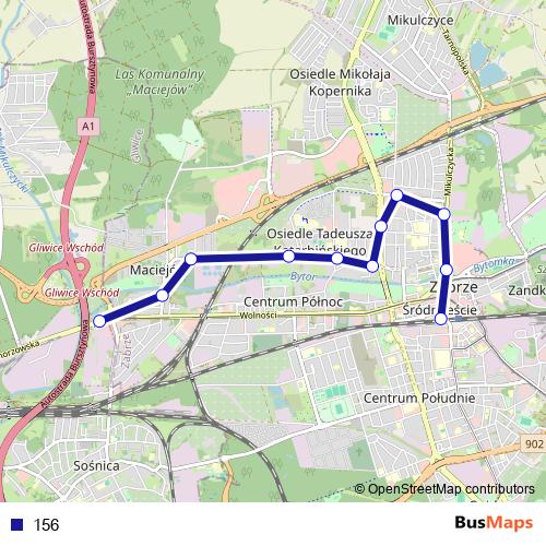 156 bus Line Map