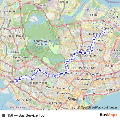 156 bus Line Map
