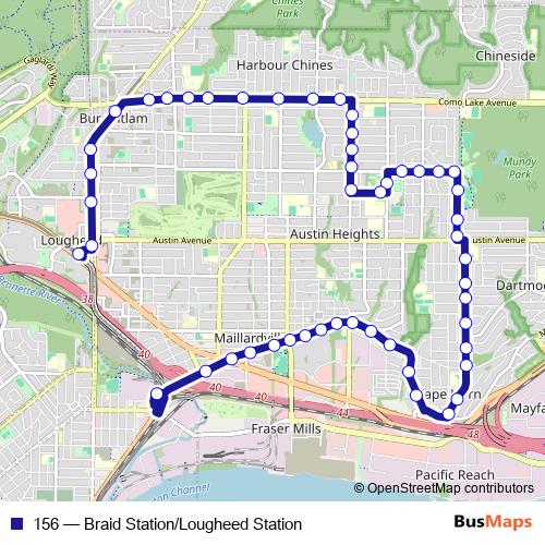 156 bus Line Map
