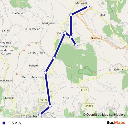115 A A bus Line Map