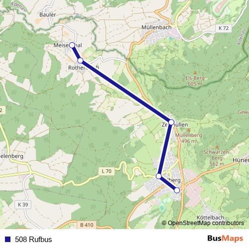 508 Rufbus bus Line Map