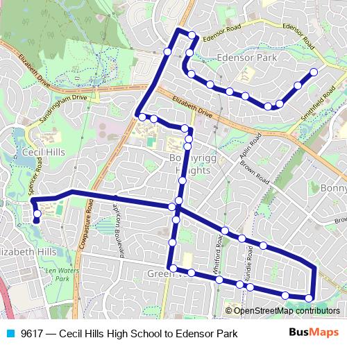 9617 bus Line Map