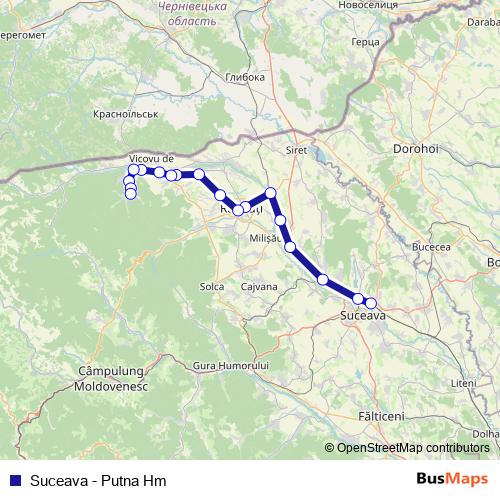 Suceava - Putna Hm rail Line Map