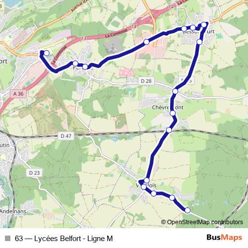 63 bus Line Map