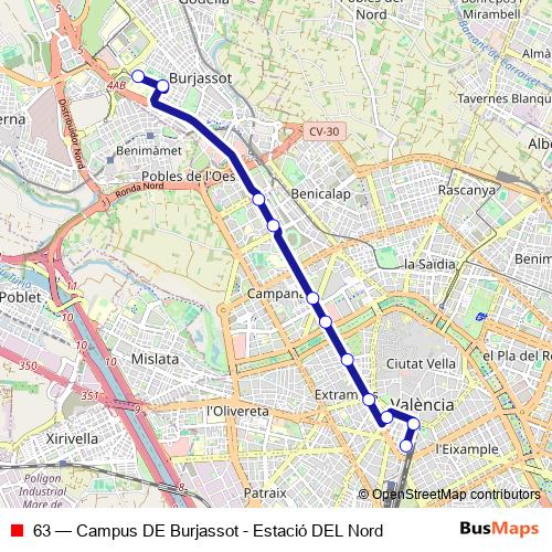 63 bus Line Map