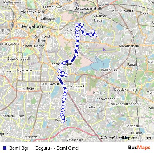 Beml-Bgr bus Line Map