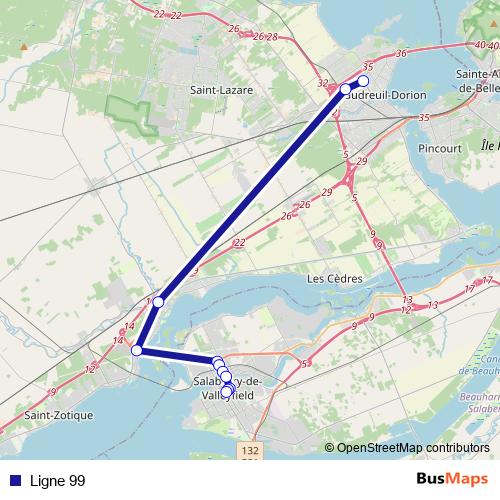 Ligne 99 bus Line Map