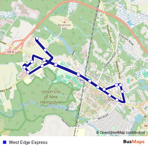 West Edge Express bus Line Map
