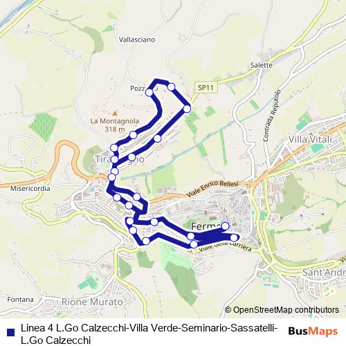 Linea 4 L.Go Calzecchi-Villa Verde-Seminario-Sassatelli-L.Go Calzecchi bus Line Map