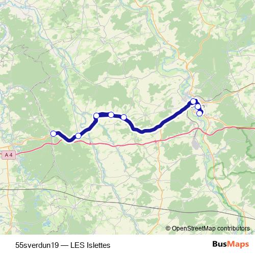 55sverdun19 bus Line Map