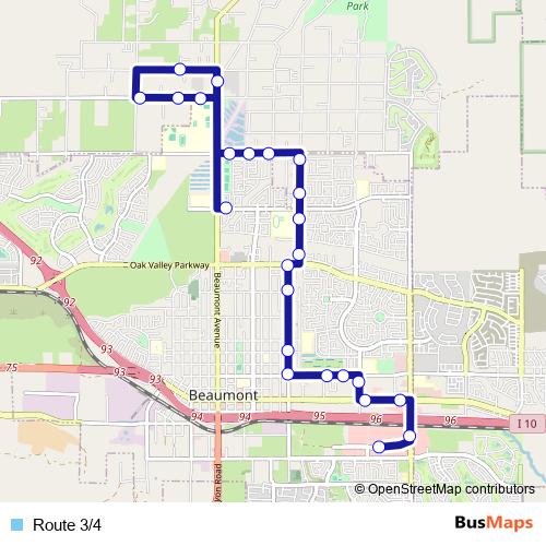 Route 3/4 bus Line Map