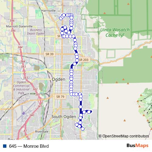 645 bus Line Map
