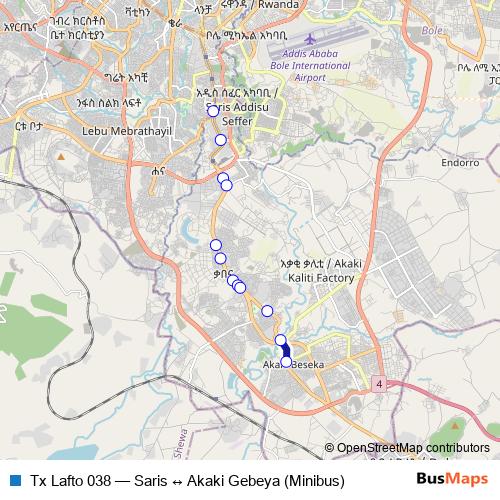 Tx Lafto 038 bus Line Map
