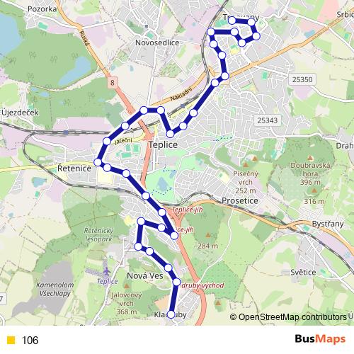 106 trolleybus Line Map