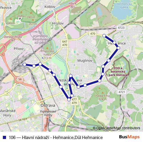 106 trolleybus Line Map