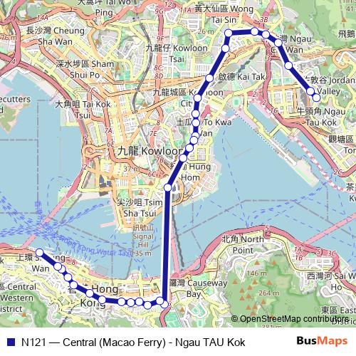 N121 bus Line Map