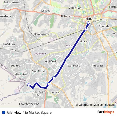 Glenview 7 to Market Square bus Line Map