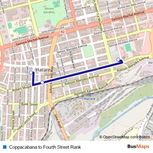 Coppacabana to Fourth Street Rank bus Line Map