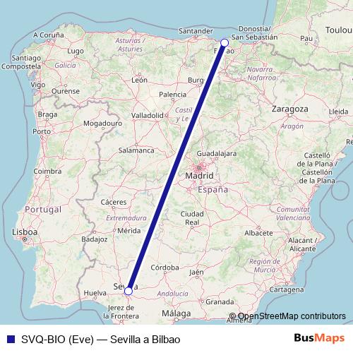 SVQ-BIO (Eve) air Line Map
