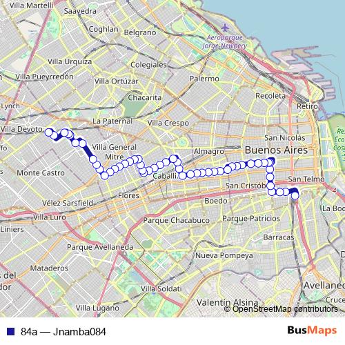 84a bus Line Map