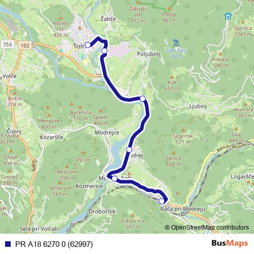 PR A18 6270 0 (62997) bus Line Map