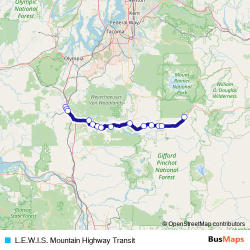 L.E.W.I.S. Mountain Highway Transit bus Line Map