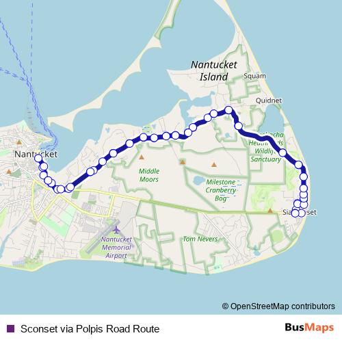 Sconset via Polpis Road Route bus Line Map