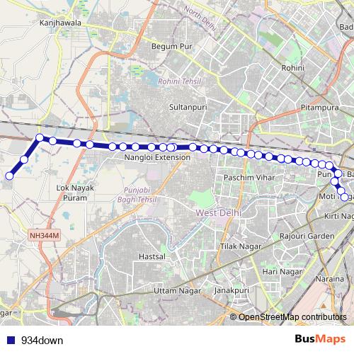 934down bus Line Map