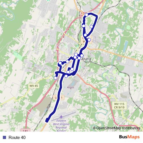 Route 40 bus Line Map