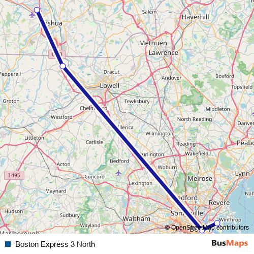 Boston Express 3 North bus Line Map