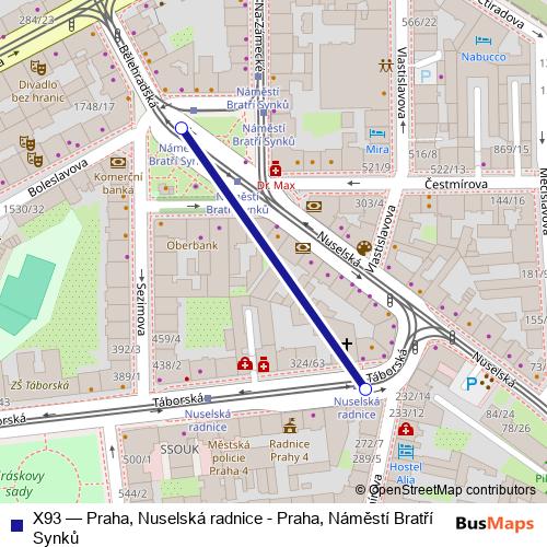 X93 bus Line Map