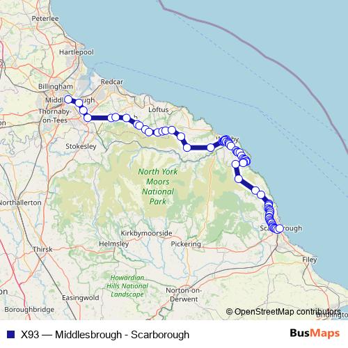 X93 bus Line Map