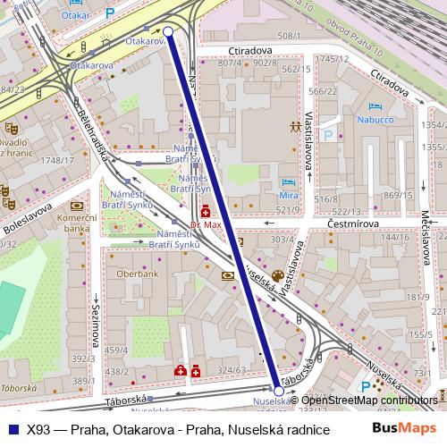X93 bus Line Map