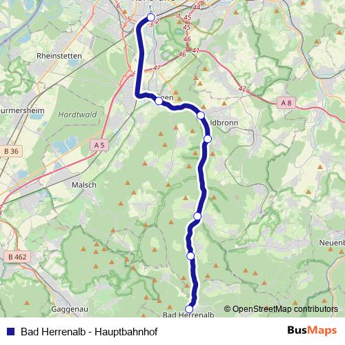 Bad Herrenalb - Hauptbahnhof rail Line Map