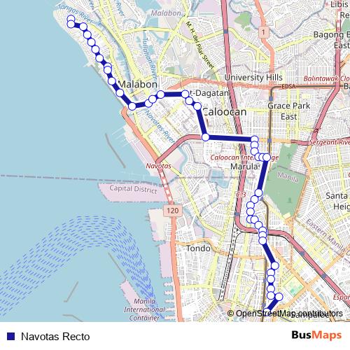 Navotas Recto bus Line Map