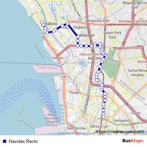 Navotas Recto bus Line Map