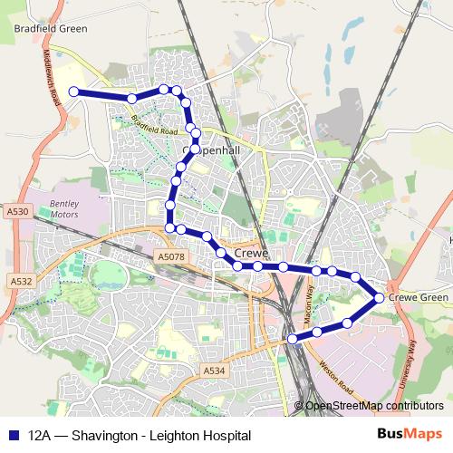 12A bus Line Map