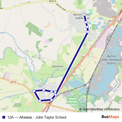 12A bus Line Map