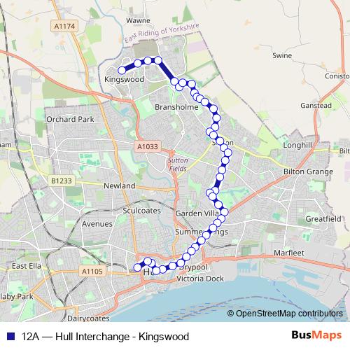 12A bus Line Map